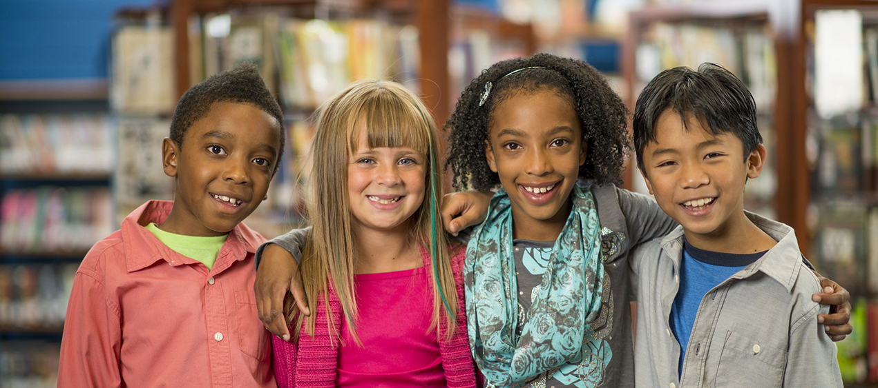 Kids In Library Stock